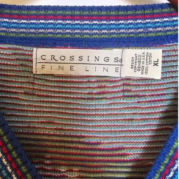 Crossings Rare Vintage Golf Themed Dadcore V-Neck Pullover Cotton Sweater